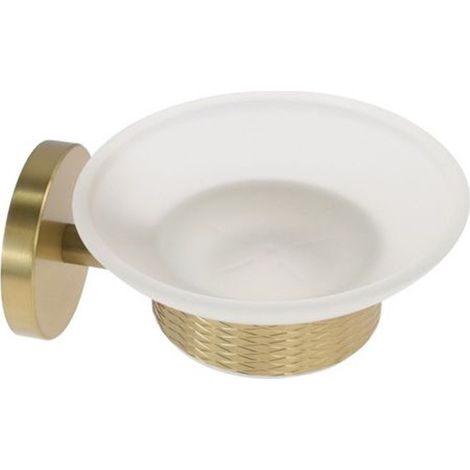 Porte-savon En Acier Doré Avec Soucoupe Verre Dépoli Accessoire De Salle De Bain 87927 (1/5)