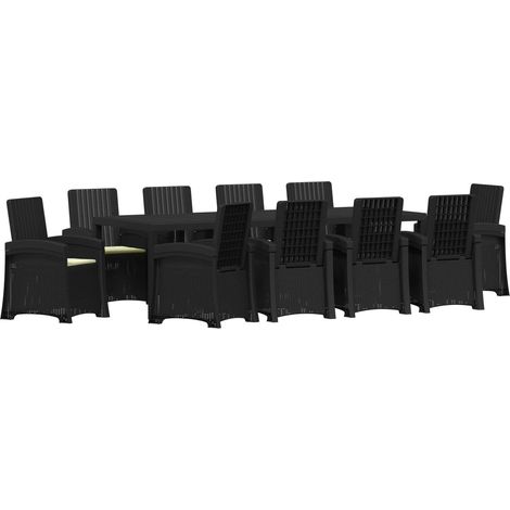 Maison Exclusive - Set da Pranzo per Giardino 11 pz Antracite e Crema PP (1/5)
