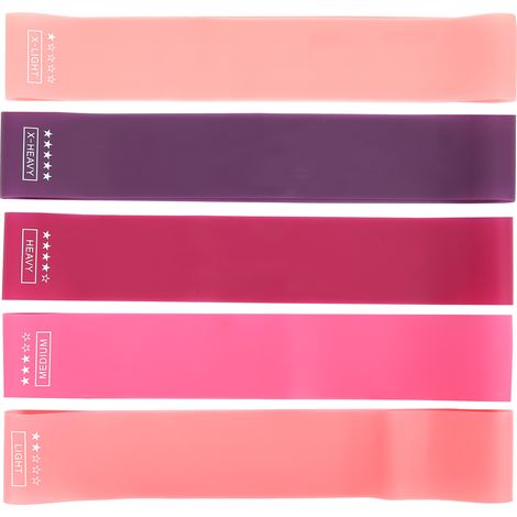 Lot de 5 bandes élastiques de résistance antidérapantes pour exercices de fitness, idéales pour les jambes et les fessiers.