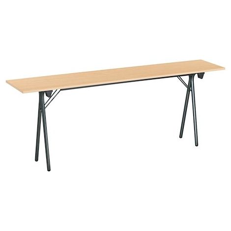 Table de formation pliante plateau hêtre L 200 x P 40 cm - piétement noir - Maxiburo (1/2)