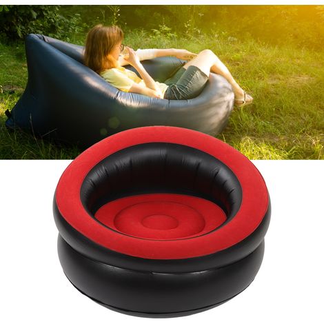 Canapé pouf gonflable floqué, simple et adapté au salon, à la chambre, à la salle de lecture, au bureau, au balcon, aux voyages en plein air, etc., rouge. (1/5)