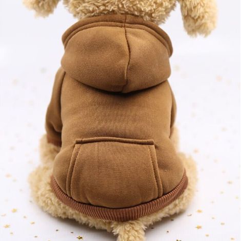 Sweat à Capuche pour Chat Vêtements pour Chien en Coton avec Manteau d'hiver et Poche extérieure,Pull de chien d'hiver pull à de Noël (Brun,L)
