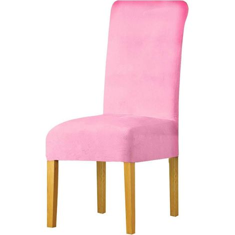 Dehnbare Stuhlbezüge aus Samt für Esszimmerstühle, 2er-Pack, Rosa (M) (1/5)