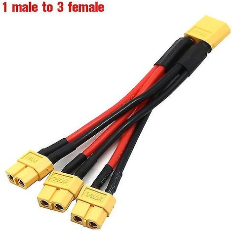 Connecteur de batterie parallèle XT60 1 vers 2 / 1 vers 3, câble mâle/femelle, rallonge double, répartiteur en Y, silicone W (1/5)