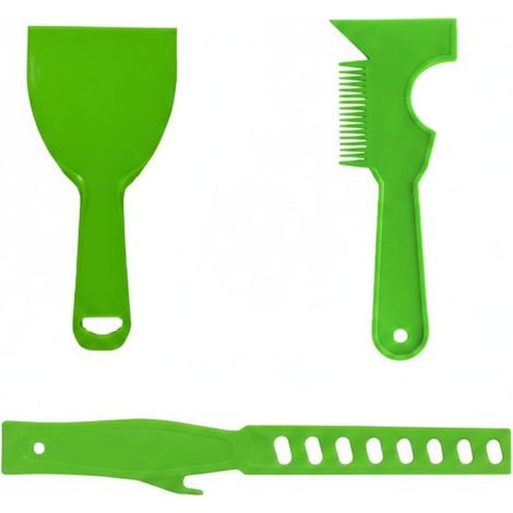 Set mit 3 grünen Kunststoffspachteln (für Trockenbaureparaturen), flexibler Spachtel, geeignet zum Auftragen von Fugenmasse und Dichtstoffen. (1/5)
