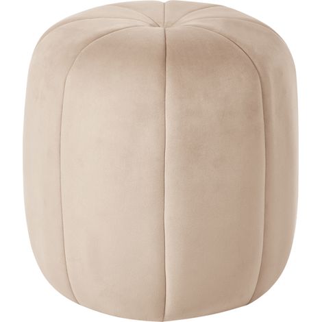 Puf redondo moderno de terciopelo glamuroso sala de estar dormitorio beige Selby