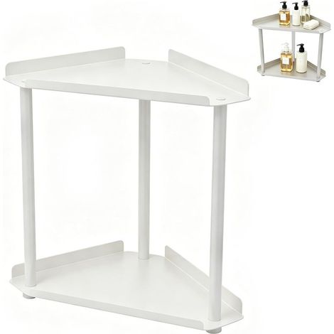 Eckregal für Badezimmer (2-stufig), Eckregal für Arbeitsplatte, Eckregal aus Edelstahl, kleines Küchenregal, Aufbewahrungsorganizer für Hautpflegeprodukte (1/5)