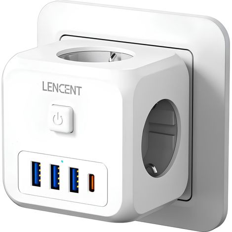 Regleta de enchufes Lencent 7 en 1 para la UE, PD35W 3AC 3U1C con USB. (1/5)