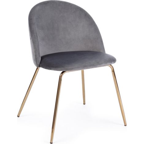Stuhl "Tanya" aus Samt dunkelgrau und Messingbeinen, 77 cm, modernes Mobiliar -Packung mit 1 Stück (1/4)