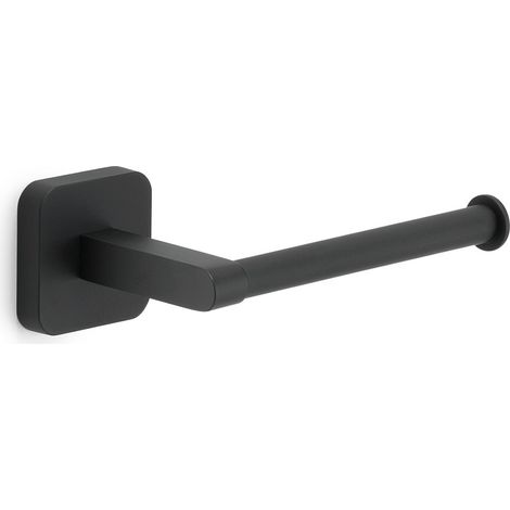 GEDY Porta Carta Igienica Tonga, Porta Rotolo in Acciaio Inox e Cromall, Fissabile con Viti Incluse o Biadesivo, Nero Matt, 14,3x6,9x4,7cm