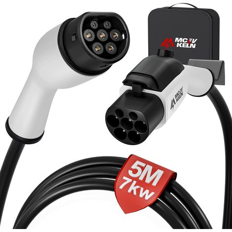 Electric Vehicle Charging Cable Extension Cable Type 2, 7kW 32A Single Phase, 5 m with Lock IEC62196-2 Hybrid/Electric (1/5)