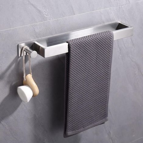 Groofoo – Porte-serviettes en acier inoxydable 40 cm – Auto-adhésif sans perçage – Résistant à la corrosion – Installation facile pour salle de bain