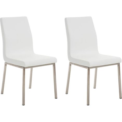 Set di 2 sedie da pranzo dallo stile elegante in PVC bianco e acciaio inossidabile 100001609