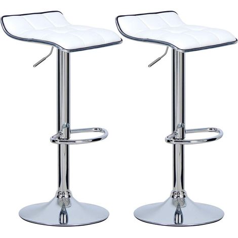 WOLTU 2X Barhocker 2er Set Barstuhl Tresenhocker, aus hochwertigem Kunstleder, verchromter Stahl, Antirutschgummi,gut gepolsterte Sitzfläche, Weiß (1/5)
