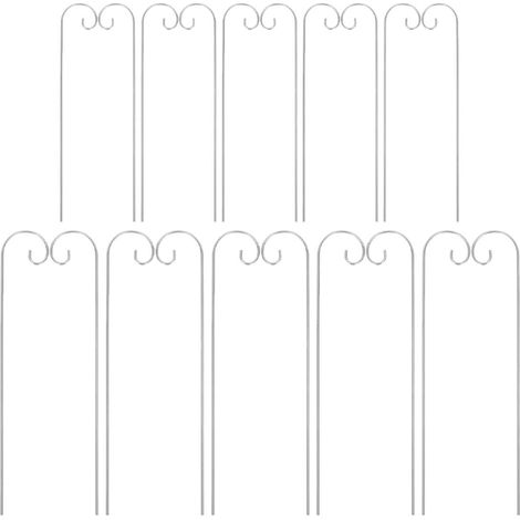 Lot de 20 tuteurs de jardin en métal en forme de crochets de berger pour plantes d'extérieur (1/5)