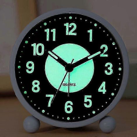 Analoger Wecker mit geräuschlosem Nachtlicht (kein Ticken), sanftem Weckton, Stummmodus + Nachtlicht + Licht (ideal für Studentenzimmer) (grün)