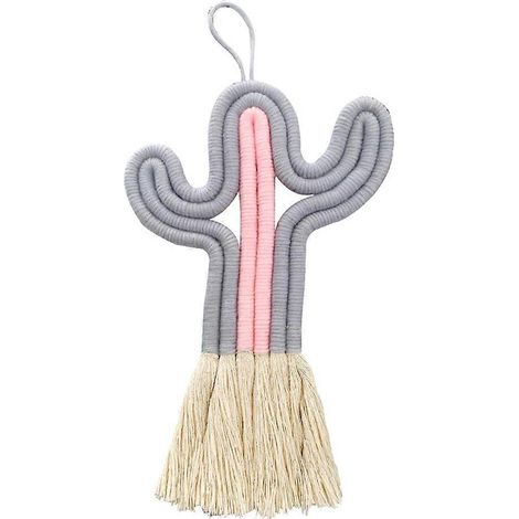 Décoration murale bohème en macramé avec cactus, tapisserie tissée à la main, poudre de cendre de cactus, idéale pour la chambre d'enfant (1/4)