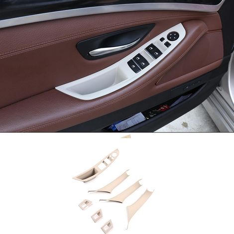 Panneau d'accoudoir de fenêtre, poignée de porte intérieure, autocollants décoratifs pour Série 5 F10 F11 520 523 525 528 530 535 2011-2017 beige blanc (1/5)