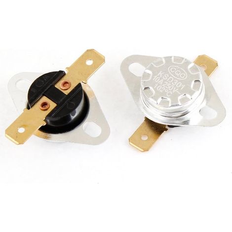 Thermostat KSD301 - 2 Pièces - Métal - Normal Fermé 102°C - Électroménager - 3,4 x 1,2 cm (1/2)