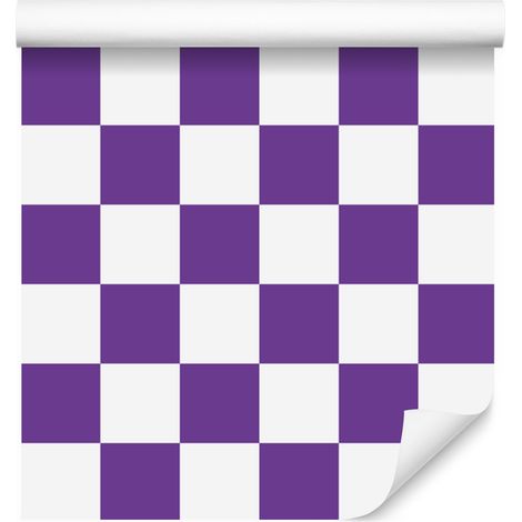 Papier peint à damier violet, blanc et lavande pour salon et chambre 50x1000 cm (1/5)