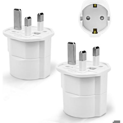2 Pièces Adaptateur Prise Anglaise, Adaptateur de Voyage France vers r Malte, Adaptateur Type G (Blanc) (1/3)