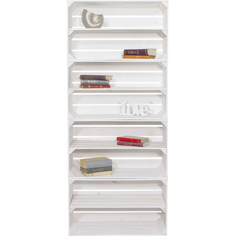 Bücherregal mit 8 Ebenen für Büro und Wohnzimmer Holz weiß 160x68x30cm Wand Aufbewahrungsregal Standregal, Büroregal, freistehend, Dekoregal, zur Präsentation, modern (Weiß) (1/4)