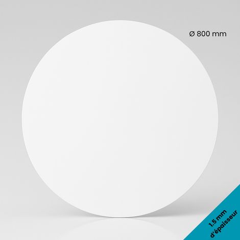 Plaque PVC rigide blanche 1,5 mm -Format rond Ø 800 mm -Panneau plastique à la découpe