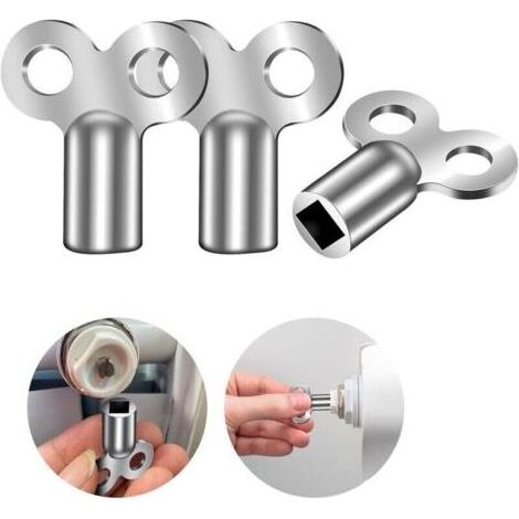 Lot de 3 Clés de Purge Radiateur Universelle, Clé de Purge Robuste, Clé de chauffage, Clés Radiateur Compact en Aluminium pour presque tous les radiateurs, Cle Chauffage Central (1/4)