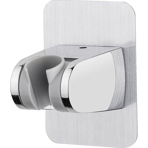 Soporte adhesivo para cabezal de ducha – Ajustable a 45°, universal, para montaje en pared, cromado plateado (1/5)