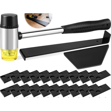 23 Pièces Set Pose Parquet Stratifié avec 20 Entretoises & Cale Frappe et Barre Traction, Maillet en Caoutchouc Double Face 26cm, Kit Outils Installation Laminé Plancher pour Pose de Parquet, Flottant
