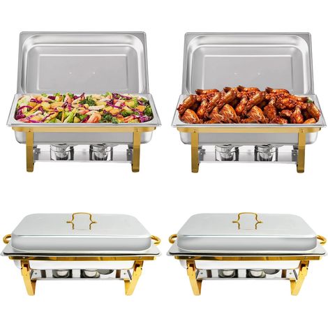 Plat de service, construction en acier inoxydable, caractéristiques de rétention de chaleur, 4 Pack (1/2)