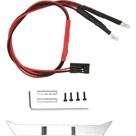 Pare-chocs arrière en alliage d'aluminium avec éclairage LED - Pièce de rechange pour voiture radiocommandée Axial SCX24 AXI00001 1/24 (Argent) (1/5)