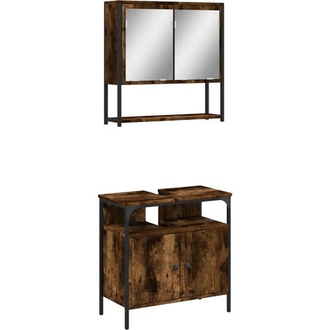 Maison Exclusive - 2-tlg. Badmöbel-Set Räuchereiche Holzwerkstoff