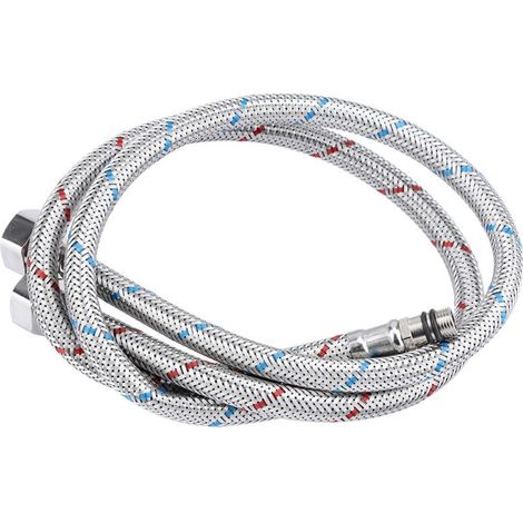 Stainless steel tap connector, 2 pieces, flexible hot and cold water supply hoses (EU G3/8") (1/5)