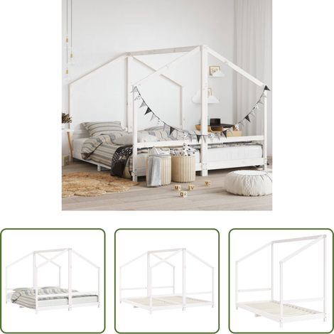 vidaXL Kieferbett - Kinderbett Weiß 2x(90x200) cm Massivholz Kiefer (1/5)