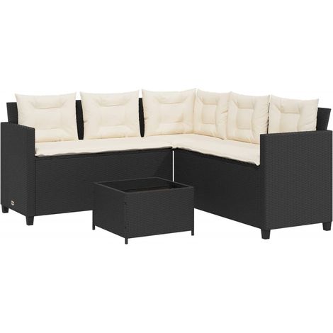 Maison Exclusive - Gartensofa in L-Form mit Tisch und Kissen Schw