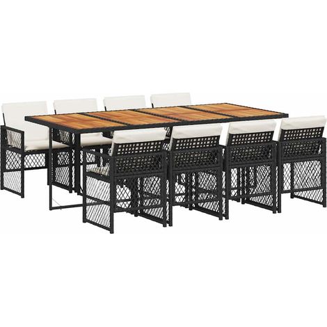 Maison Exclusive - Set de comedor de jardín 9 pzas y cojines ratá