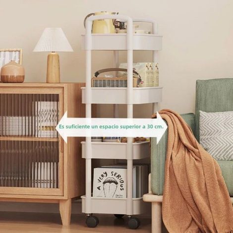 Chariot De Rangement - Avec Roues - Multi-niveaux - Pour Cuisine Salon Chambre - 3 Niveaux - Plastique - 1 Pièce (1/4)