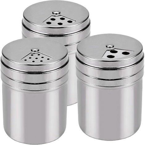 Ensemble de salière et poivrière 3 pièces, acier inoxydable, 3 tailles (1/4)
