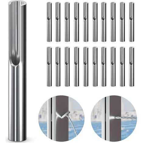 Lot de 20 câbles invisibles réglables en acier inoxydable 316 de 3,2 mm (1/8 po) pour poteaux d'angle et montants muraux en métal (1/5)