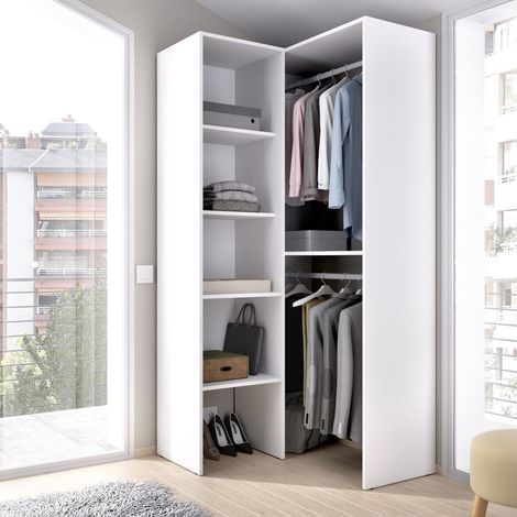 Kit Vestidor esquinero con estantes Blanco 186x80x89 cm - SUIT (1/3)