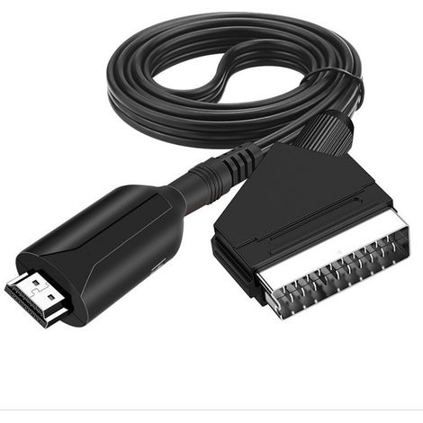 Convertisseur vidéo HDMI vers SCART, câble adaptateur convertisseur audio-vidéo HDMI vers SCART à tête de balai (1 mètre)