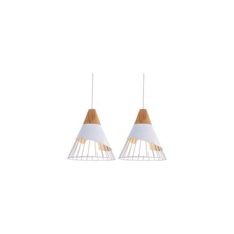 Moderne und minimalistische Pendelleuchte im nordischen Stil aus Holz, kreativer Vintage-Kronleuchter aus Eisen, E27-Fassung, höhenverstellbar, ideal für Schlafzimmer, Restaurant oder Café (weiß). - C