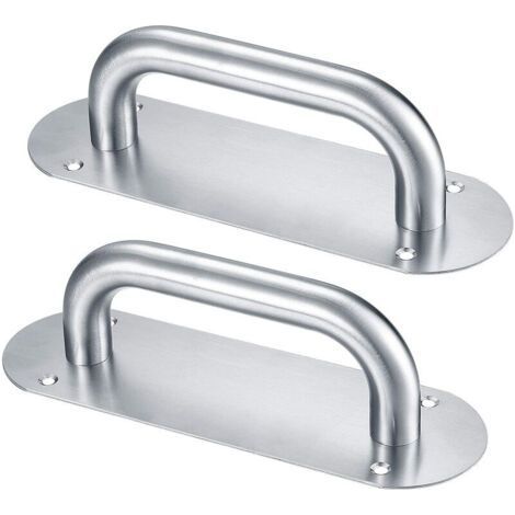 2 Pcs Sliding Door Handle,Stainless Steel Push Door Handles,Cabinet Handle Pull with Back Plate for Barn Doors Closet Garden(200x 65mm/Oval) (1/5)