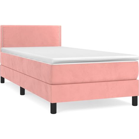 Maison Exclusive - Cama box spring con colchón terciopelo rosa 10