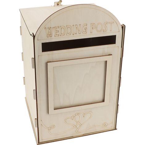 Boîte aux lettres de mariage en bois à faire soi-même avec serrure et clé pour décoration de réception, anniversaire de mariage JM01617 (1/5)