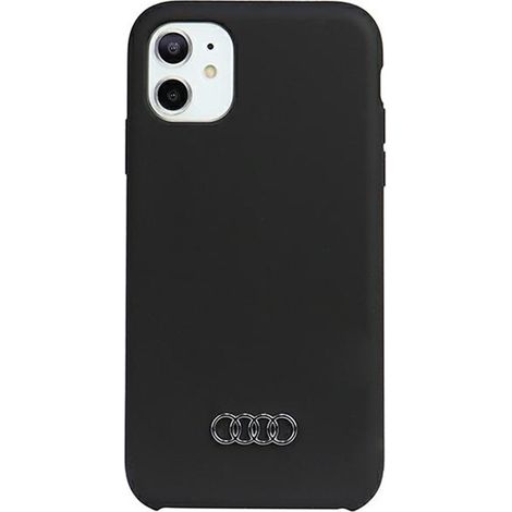 Coque en silicone Audi pour iPhone 11 / XR 6.1, noire/noire, rigide, AU-LSRIP11-Q3/D1-BK (1/4)