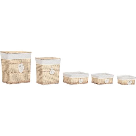 Cesta Ropa Set 5 Mimbre Poliester 47X35X55 Natural (1/5)