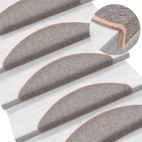 Lot de 15 Tapis d'escalier Tapis de marche Marchette Escalier Marron clair 56x17x3 cm 35875 (1/5)