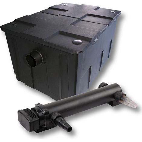 SunSun Komplettset: CBF-550 Teichfilter bis 60000 L Teichfilteranlage als Durchlauffilter, CUV-336 Teichklärer UVC Klärer mit 36 Watt UV-C Leistung
